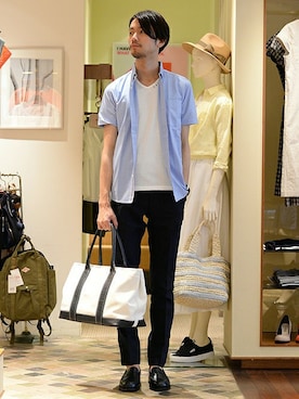 「ネイビー×ホワイト」｜saitoさん（メンズ・181cm）の夏コーディネート