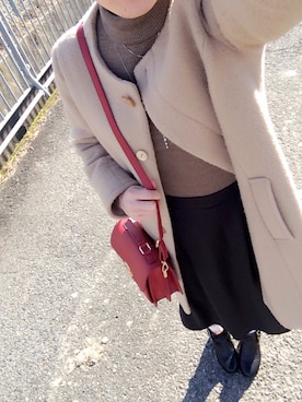 「VIS（ビス）のアイテム（ステンカラーコート）」を使った、Nさん（レディース・164cm）の冬コーディネート