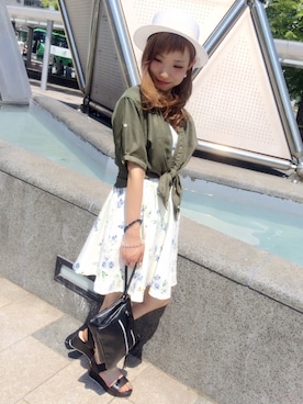 「厚底」｜Hinechiさん（レディース・158cm）の夏コーディネート