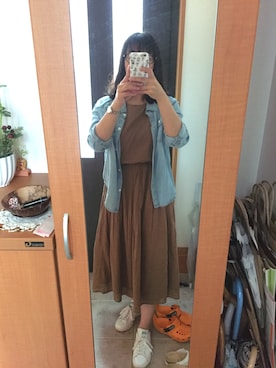「ダンガリーシャツ」｜「アイテム（ワンピース/ドレス）」を使った、まろんさん（レディース・160cm）の秋コーディネート