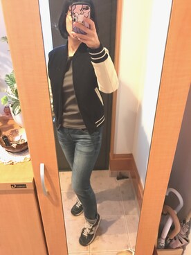「ROSE BUD（ローズバッド）のアイテム（スタジャン）」を使った、まろんさん（レディース・160cm）の秋コーディネート