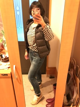 「UNITED ARROWS（ユナイテッドアローズ）のアイテム（ダウンベスト）」を使った、まろんさん（レディース・160cm）の秋コーディネート