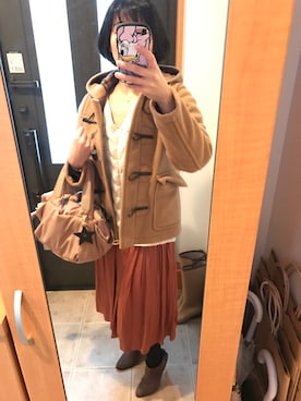 「SLOBE IENA（スローブイエナ）の3GG Vネックケーブルニット◆（ニット/セーター）」を使った、まろんさん（レディース・160cm）の冬コーディネート