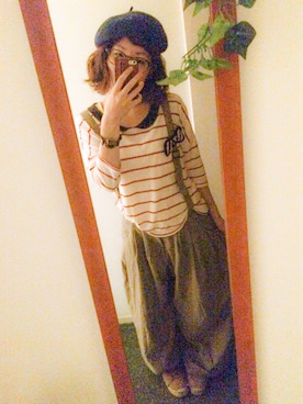 「ワッペン」｜「アイテム（オールインワン・サロペット）」を使った、yumi...さん（レディース・153cm）の秋コーディネート