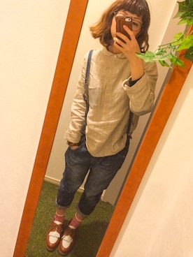 「くつした」｜「アイテム（モカシン/デッキシューズ）」を使った、yumi...さん（レディース・153cm）の秋コーディネート