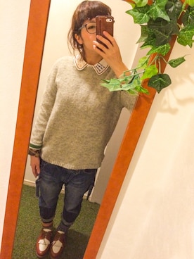 「くつした」｜「アイテム（モカシン/デッキシューズ）」を使った、yumi...さん（レディース・153cm）の冬コーディネート