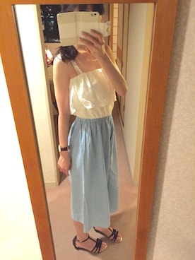 「レースワンピース」｜「アイテム（オールインワン・サロペット）」を使った、エブリンさん（レディース・170cm）の夏コーディネート