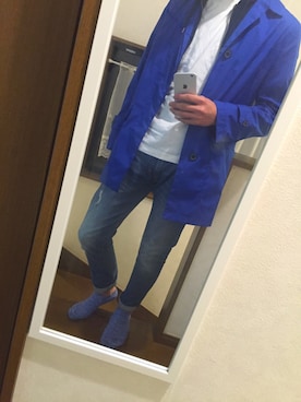 「アイテム（ステンカラーコート）」を使った、きのさん（メンズ・176cm・10代）の春コーディネート