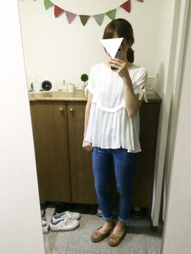 「BLUE BLUE（ブルーブルー）のアイテム（パンツ）」を使った、ANNEさん（レディース・160cm）の夏コーディネート