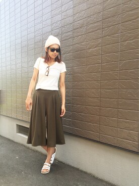 「ガウチョウパンツ」｜yumiさん（レディース・159cm）の夏コーディネート