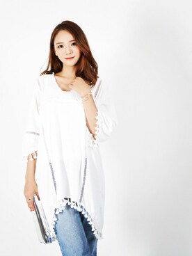 「アイテム（チュニック）」を使った、kormarchさん（レディース・167cm）の夏コーディネート