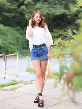 「透け素材」｜「アイテム（シャツ/ブラウス）」を使った、kormarchさん（レディース・167cm）の夏コーディネート