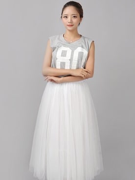 「アイテム（タンクトップ、グレー系）」を使った、kormarchさん（レディース・167cm）の夏コーディネート