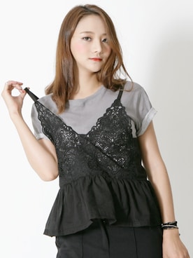 「アイテム（キャミソール、ブラック系）」を使った、kormarchさん（レディース・167cm）の夏コーディネート