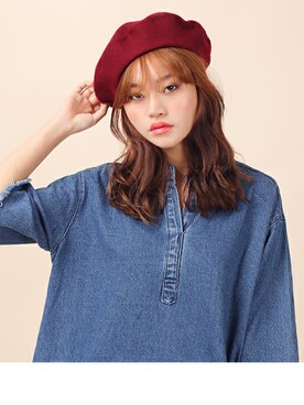 「アイテム（ハンチング/ベレー帽）」を使った、kormarchさん（レディース・167cm）の秋コーディネート