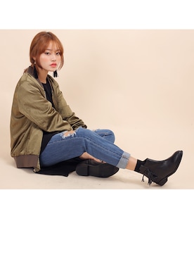 「アイテム（ブーティ）」を使った、kormarchさん（レディース・167cm）の秋コーディネート