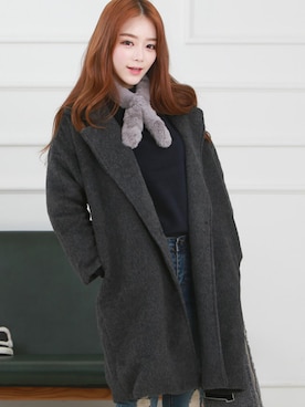 「アイテム（ステンカラーコート）」を使った、kormarchさん（レディース・167cm）の冬コーディネート