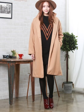 「KORMARCH（コマチ）のアイテム（帽子）」を使った、kormarchさん（レディース・167cm）の冬コーディネート