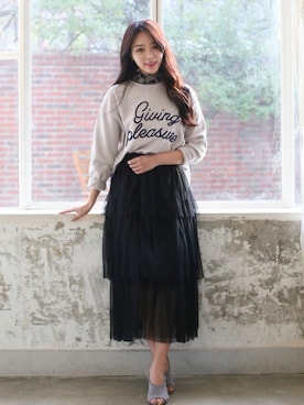 「シフォンスカート」｜kormarchさん（レディース・167cm）の冬コーディネート