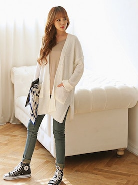 「アイテム（カーディガン/ボレロ、その他）」を使った、kormarchさん（レディース・167cm）の春コーディネート