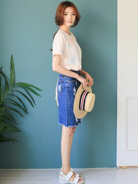 「KORMARCH（コマチ）のアイテム」を使った、kormarchさん（レディース・167cm）の夏コーディネート