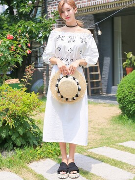 「KORMARCH（コマチ）のアイテム」を使った、kormarchさん（レディース・167cm）の夏コーディネート