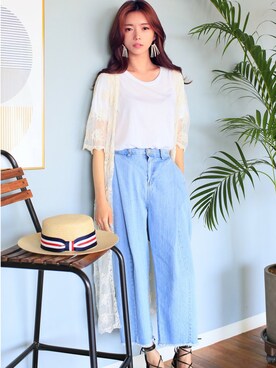 「アイテム（カーディガン/ボレロ、その他）」を使った、kormarchさん（レディース・167cm）の夏コーディネート