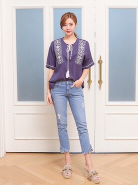 「KORMARCH（コマチ）のアイテム（シャツ/ブラウス）」を使った、kormarchさん（レディース・167cm）の夏コーディネート