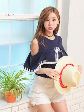 「KORMARCH（コマチ）のアイテム」を使った、kormarchさん（レディース・167cm）の夏コーディネート
