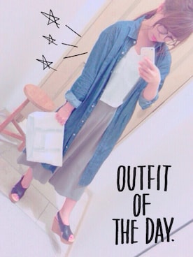 「ショート丈トップス」｜「アイテム（シャツワンピース）」を使った、chika*さん（レディース・155cm）の夏コーディネート