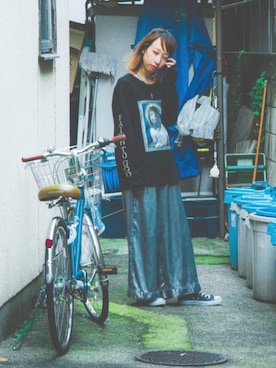 「Faith（-）のアイテム（Tシャツ/カットソー）」を使った、mさん（レディース・163cm）の秋コーディネート