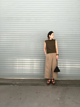 「アイテム（パンツ、イエロー系）」を使った、AYAKA NAGASUEさん（レディース・154cm）の夏コーディネート
