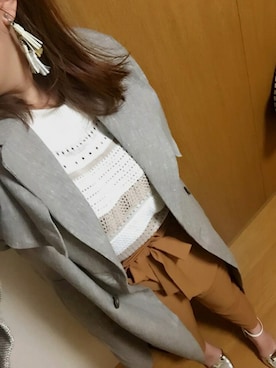 「アイテム（トレンチコート、グリーン系）」を使った、akkkkinさん（レディース・167cm）の春コーディネート