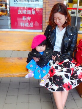 「ROPE' PICNIC（ロペピクニック）のアイテム（ハンチング/ベレー帽）」を使った、_________Riamamさん（キッズ・80cm）の秋コーディネート