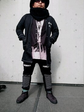 「しまむら（シマムラ）のアイテム（ブーツ）」を使った、ユウさん（メンズ・166cm）の冬コーディネート
