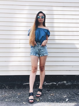 「アイテム（サンダル）」を使った、Jessie Zhaoさん（レディース・157cm・10代）の秋コーディネート