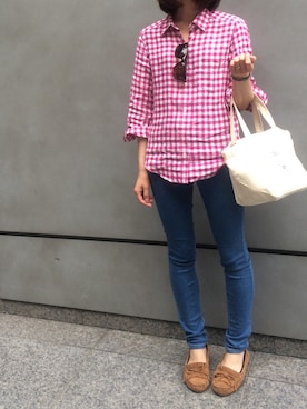 「omake（オマケ）のアイテム（バッグ）」を使った、megさん（レディース・154cm）の夏コーディネート