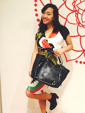 「Desigual（デシグアル）のアイテム（ワンピース/ドレス）」を使った、lunacoさん（レディース・163cm）の夏コーディネート