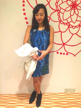 「Desigual（デシグアル）のアイテム（ワンピース/ドレス）」を使った、lunacoさん（レディース・163cm）の夏コーディネート