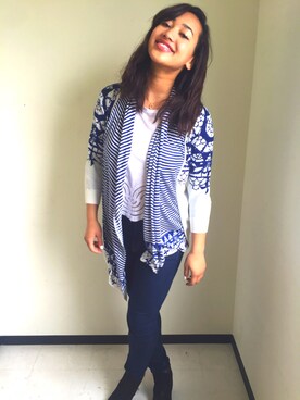 「Desigual（デシグアル）のアイテム（カーディガン/ボレロ）」を使った、lunacoさん（レディース・163cm）の夏コーディネート