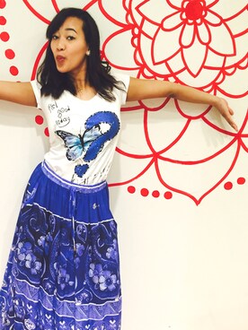 「Desigual（デシグアル）のアイテム（スカート）」を使った、lunacoさん（レディース・163cm）の夏コーディネート