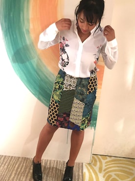 「Desigual（デシグアル）のアイテム（スカート）」を使った、lunacoさん（レディース・163cm）の秋コーディネート