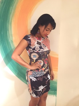 「Desigual（デシグアル）のアイテム（ワンピース/ドレス）」を使った、lunacoさん（レディース・163cm）の秋コーディネート