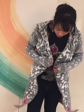 「Desigual（デシグアル）のアイテム（カーディガン/ボレロ）」を使った、lunacoさん（レディース・163cm）の秋コーディネート
