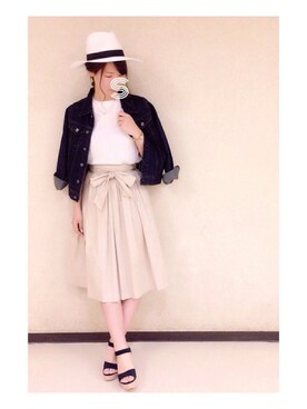 「RAY CASSIN（レイカズン）のアイテム（デニムジャケット）」を使った、SHIHO.Fさん（レディース・163cm）の秋コーディネート