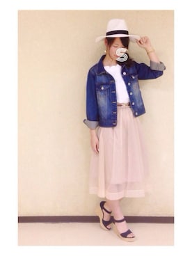 「RAY CASSIN（レイカズン）のアイテム（デニムジャケット）」を使った、SHIHO.Fさん（レディース・163cm）の秋コーディネート
