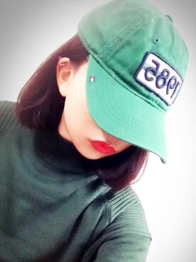 「TOMMY HILFIGER（トミーヒルフィガー）のAM 1985 PATCH CAP（キャップ、その他）」を使った、R!HOさん（レディース・160cm）の秋コーディネート