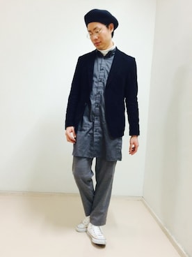 「CONVERSE（コンバース）のALL STAR HI（スニーカー）」を使った、hosshyさん（メンズ・170cm）の冬コーディネート