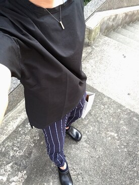 「BASISBROEK（バシスブルック）のアイテム（Tシャツ/カットソー）」を使った、MINOさん（メンズ・165cm）の夏コーディネート