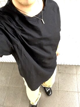 「BASISBROEK（バシスブルック）のアイテム（Tシャツ/カットソー）」を使った、MINOさん（メンズ・165cm）の夏コーディネート
